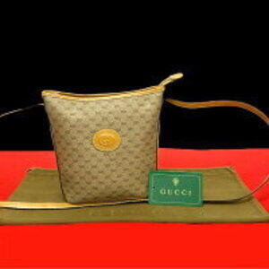 GUCCI GG logo leather Crossbody bag brown